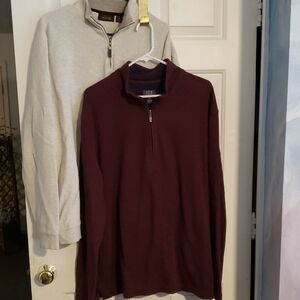 Tasso Elba Burgundy and Joseph Abboud Light Gray Zip-Up Sweaters